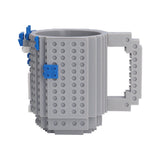 400ml Building Blocks Cups Build On Brick Coffee Mug DIY Novelty Building Blocks Cup for Kids Adults Birthday Gray - Rear View