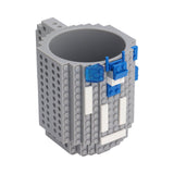 400ml Building Blocks Cups Build On Brick Coffee Mug DIY Novelty Building Blocks Cup for Kids Adults Birthday Gray