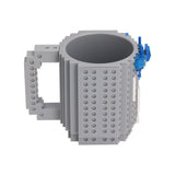 400ml Building Blocks Cups Build On Brick Coffee Mug DIY Novelty Building Blocks Cup for Kids Adults Birthday Gray