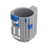 400ml Building Blocks Cups Build On Brick Coffee Mug DIY Novelty Building Blocks Cup for Kids Adults Birthday Gray