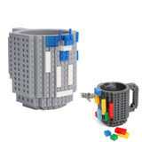 400ml Building Blocks Cups Build On Brick Coffee Mug DIY Novelty Building Blocks Cup for Kids Adults Birthday Gray - Extra Image