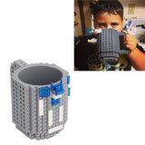 400ml Building Blocks Cups Build On Brick Coffee Mug DIY Novelty Building Blocks Cup for Kids Adults Birthday Gray