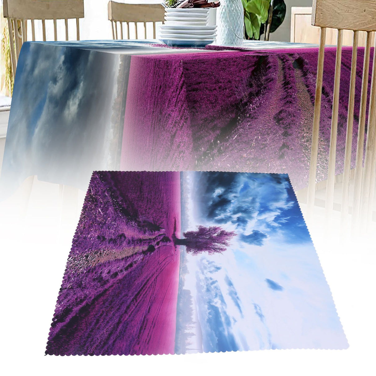 Printed Tablecloth Rectangle Table Cloth TV Cabinet Cover for Kitchen Dining Party Holiday Christmas Red Trees Grass Pattern 140x140cm