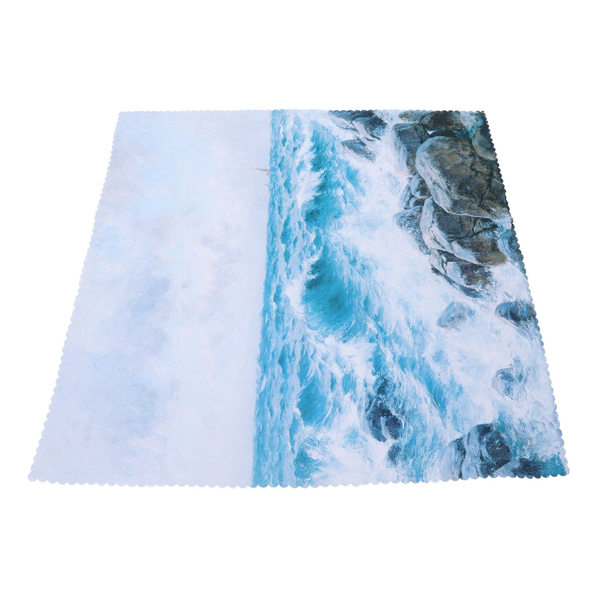 Table Cloths Easy Cleaning Natural Casual Style Decorative Practical Polyester Fiber Tablecloths Decoration for Restaurant Sea Waving Rock Pattern 140x180cm