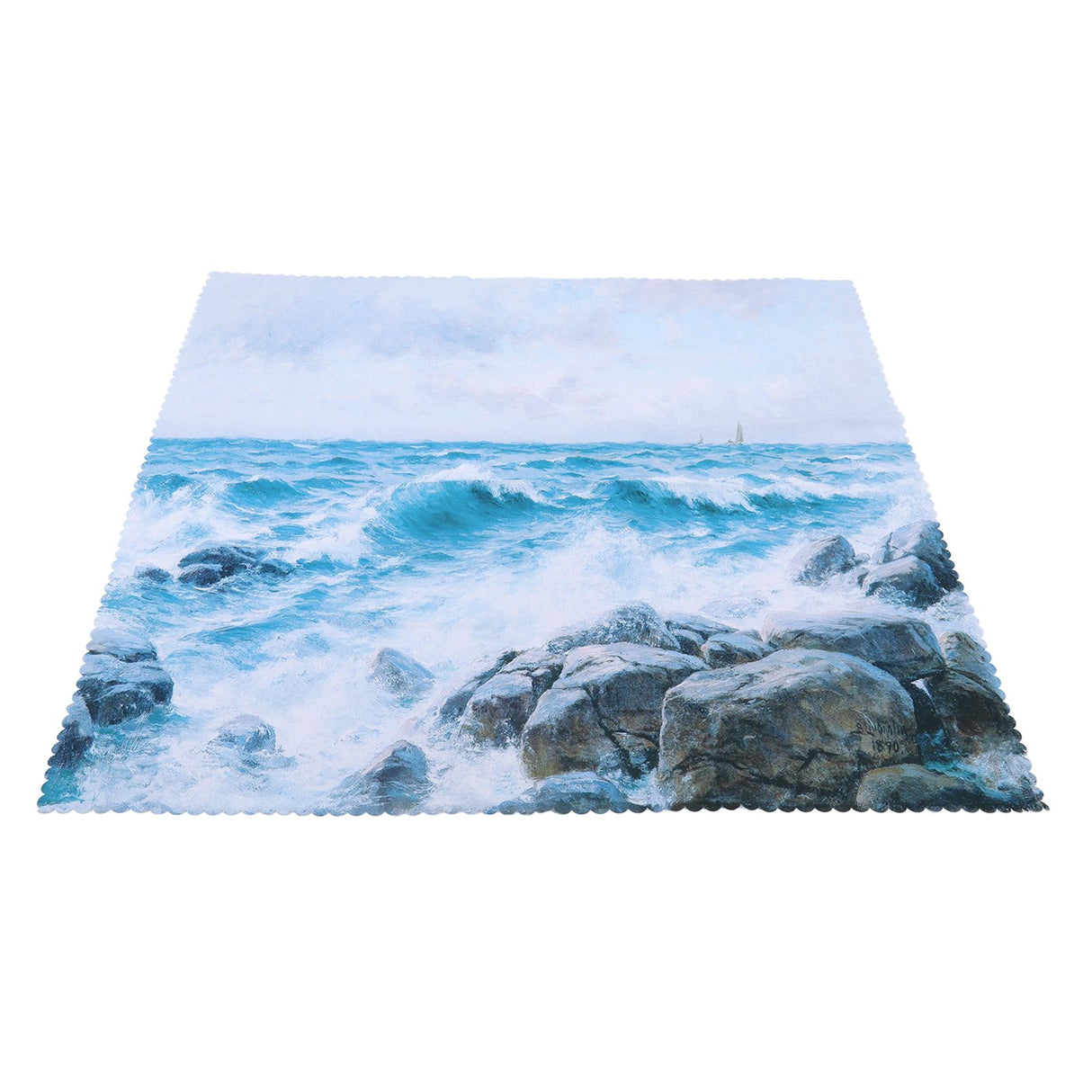 Table Cloths Easy Cleaning Natural Casual Style Decorative Practical Polyester Fiber Tablecloths Decoration for Restaurant Sea Waving Rock Pattern 140x180cm