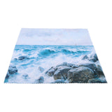 Table Cloths Easy Cleaning Natural Casual Style Decorative Practical Polyester Fiber Tablecloths Decoration for Restaurant Sea Waving Rock Pattern 140x180cm - Rear View