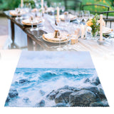Table Cloths Easy Cleaning Natural Casual Style Decorative Practical Polyester Fiber Tablecloths Decoration for Restaurant Sea Waving Rock Pattern 140x180cm - Extra Image