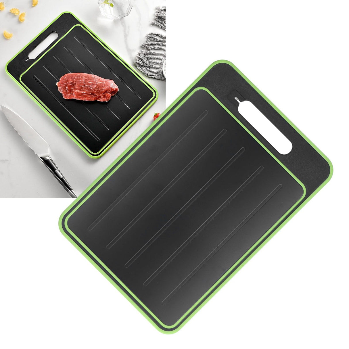 Multifunctional Cutting Board Rapid Thawing Aluminum Alloy Spray Paint Dual Sided Grinding Chopping Board with Knife Sharpener
