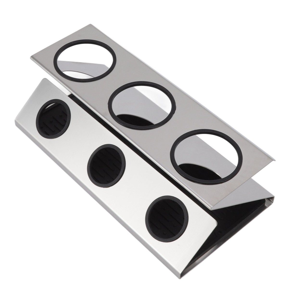 Bottle Drain Drying Rack 304 Stainless Steel Silicone Pad Silver 3 Holes Soda Bottle Drying Rack for Home Kitchen