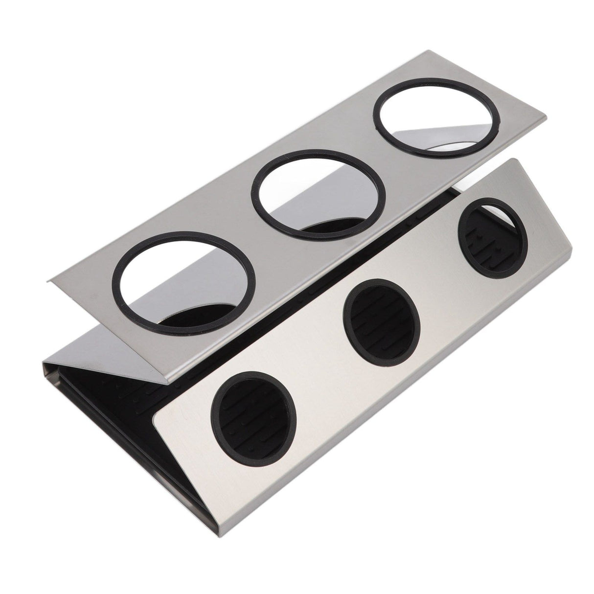 Bottle Drain Drying Rack 304 Stainless Steel Silicone Pad Silver 3 Holes Soda Bottle Drying Rack for Home Kitchen