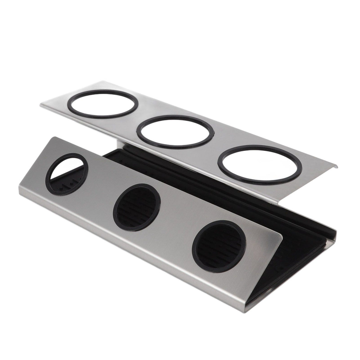 Bottle Drain Drying Rack 304 Stainless Steel Silicone Pad Silver 3 Holes Soda Bottle Drying Rack for Home Kitchen