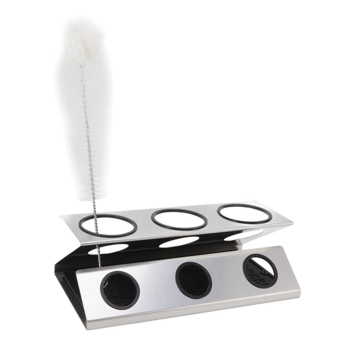Bottle Drain Drying Rack 304 Stainless Steel Silicone Pad Silver 3 Holes Soda Bottle Drying Rack for Home Kitchen