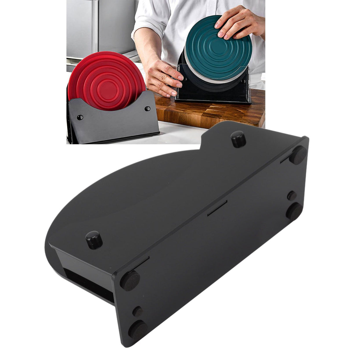 Round Placemat Holder Heat Resistant Easy Cleaning Durable Plastic Nonslip Mat Base for Table Kitchen Black Base