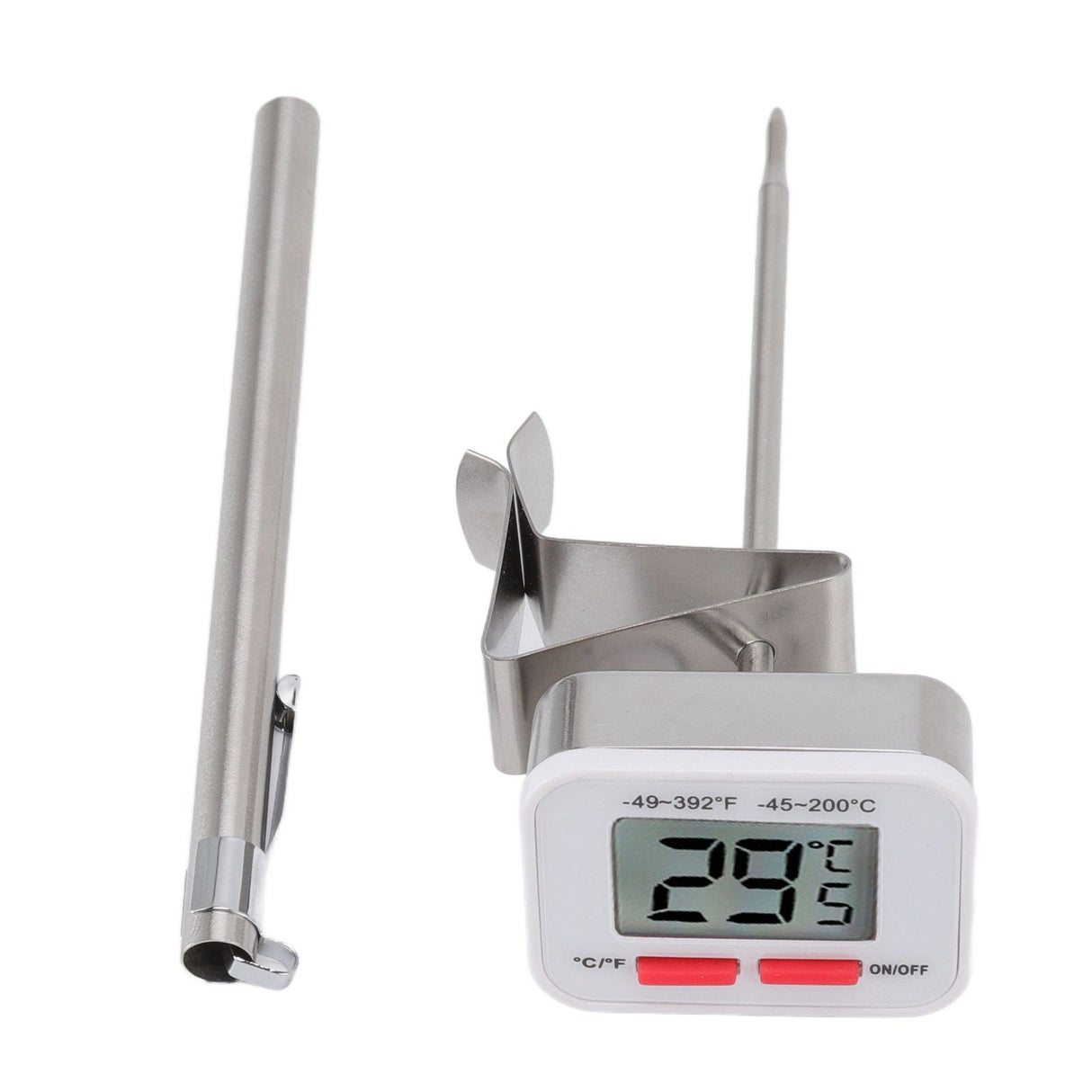 Food Thermometer Regulable Clip Large Display Screen Detachable Stainless Steel White Kitchen Thermometer