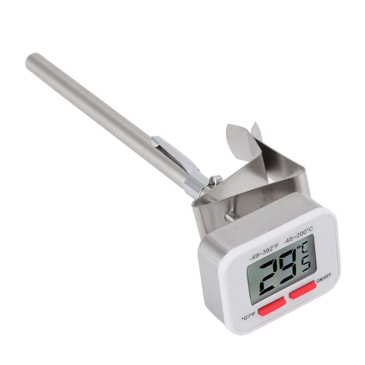 Food Thermometer Regulable Clip Large Display Screen Detachable Stainless Steel White Kitchen Thermometer