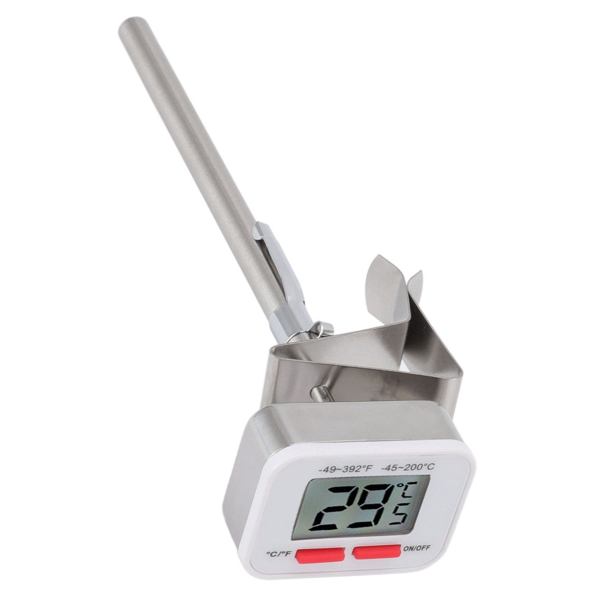 Food Thermometer Regulable Clip Large Display Screen Detachable Stainless Steel White Kitchen Thermometer