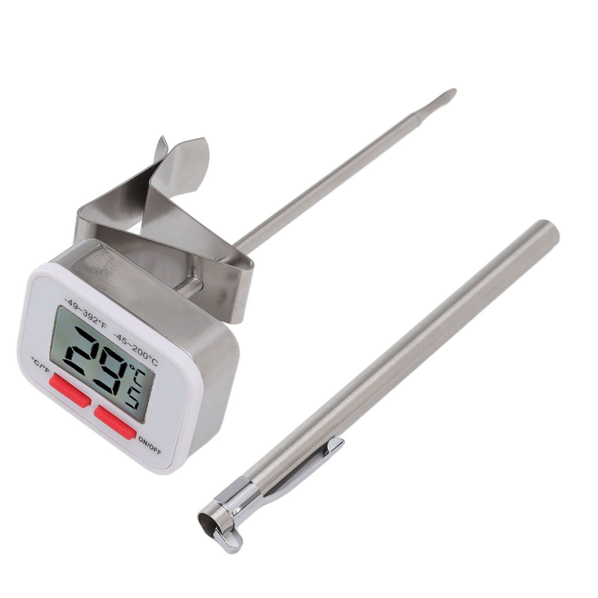 Food Thermometer Regulable Clip Large Display Screen Detachable Stainless Steel White Kitchen Thermometer