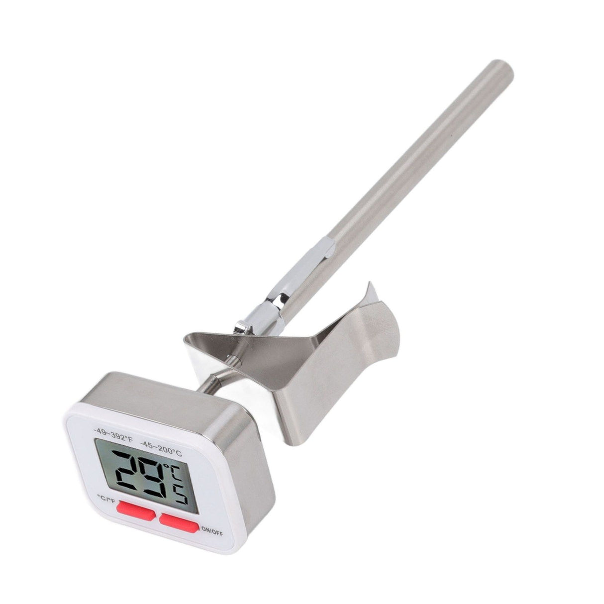Food Thermometer Regulable Clip Large Display Screen Detachable Stainless Steel White Kitchen Thermometer