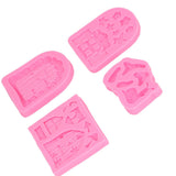 4PCS Enchanted Vintage Fairy Garden Silicone Mold Door Mushroom Flower Pattern Chocolate Molds for Home Bakery - Close-Up Angle