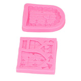 4PCS Enchanted Vintage Fairy Garden Silicone Mold Door Mushroom Flower Pattern Chocolate Molds for Home Bakery - Extra Image
