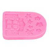 4PCS Enchanted Vintage Fairy Garden Silicone Mold Door Mushroom Flower Pattern Chocolate Molds for Home Bakery
