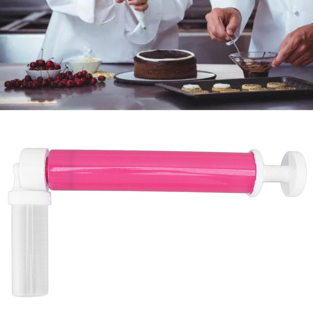Manual Cake Airbrush DIY Multiple Colors Leakage Proof Plastic Cake Airbrush Pump with Transparent Tank for Cake Rose Red