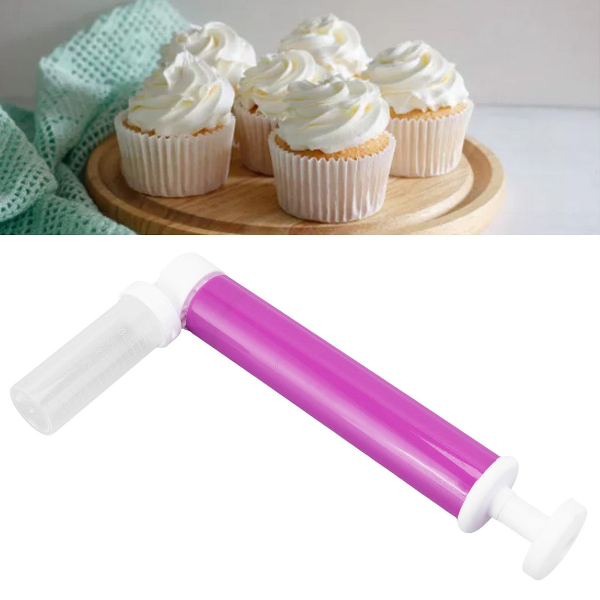 Manual Cake Airbrush DIY Multiple Colors Leakage Proof Plastic Cake Airbrush Pump with Transparent Tank for Cake Purple