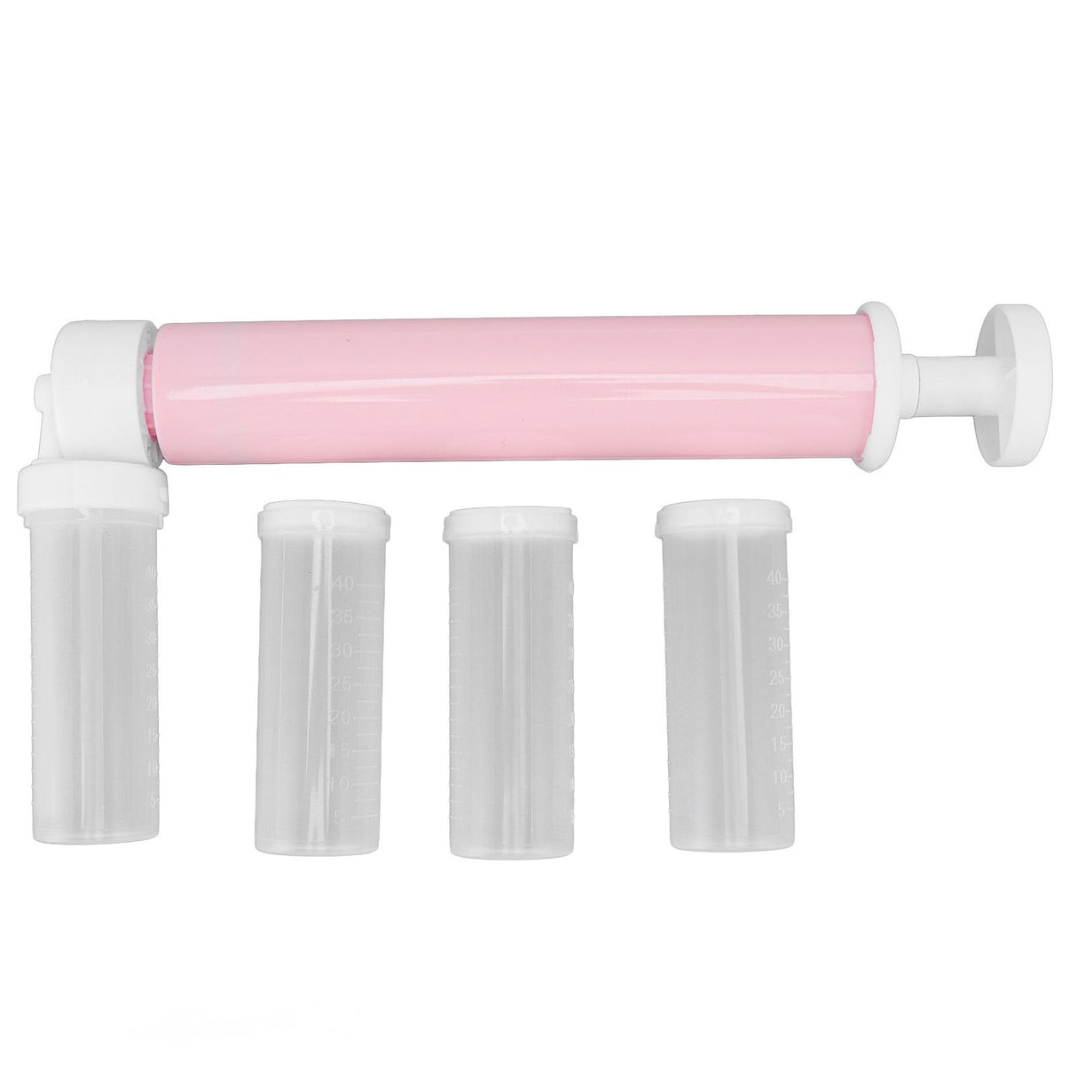 Manual Cake Airbrush DIY Multiple Colors Leakage Proof Plastic Cake Airbrush Pump with Transparent Tank for Cake Pink