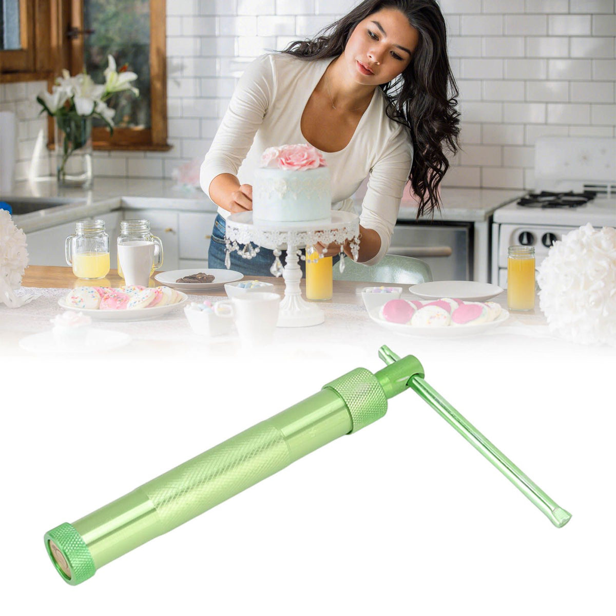 Sugar Paste Extruder Pottery Clay Extruders Cake Fondant Decorating Tool Set with Interchangeable Discs for Ceramics