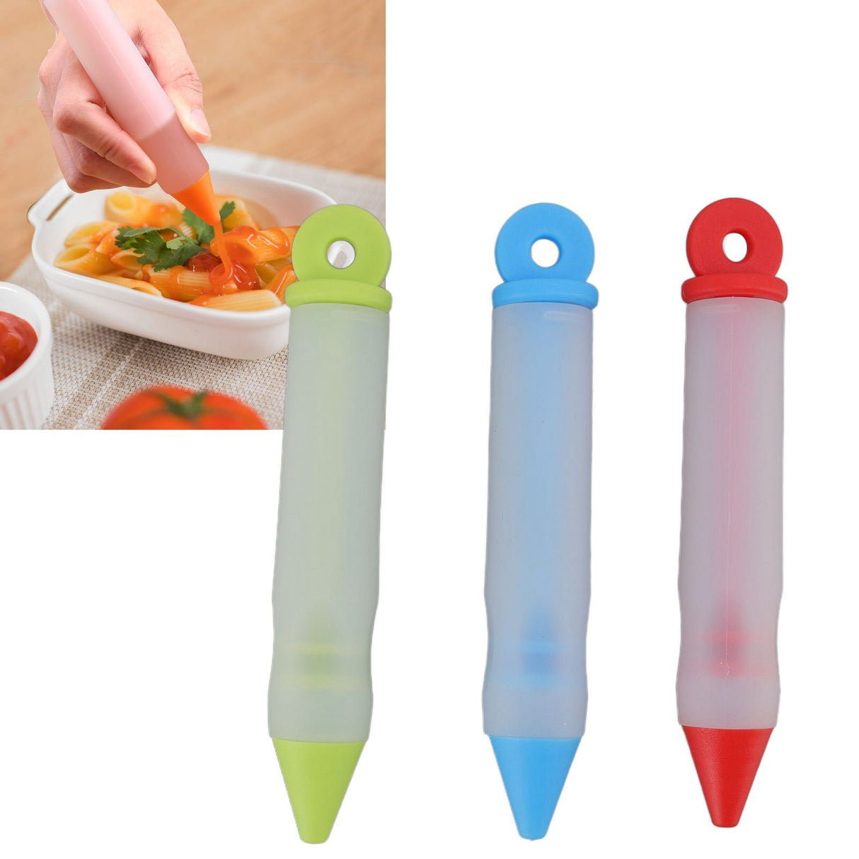 3 Set Cake Decorating Pen Tool Kit Food Grade Silicone Detachable DIY Cake Icing Pen with 12 Patterns for Food Writing
