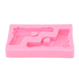 3D Weapon Shape Silicone Molds Pistol Shaped Baking Molds for Making Cake Chocolate Candy Crafting Pink