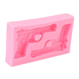 3D Weapon Shape Silicone Molds Pistol Shaped Baking Molds for Making Cake Chocolate Candy Crafting Pink - Front View