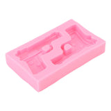 3D Weapon Shape Silicone Molds Pistol Shaped Baking Molds for Making Cake Chocolate Candy Crafting Pink - Side View