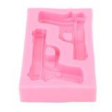 3D Weapon Shape Silicone Molds Pistol Shaped Baking Molds for Making Cake Chocolate Candy Crafting Pink
