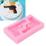 3D Weapon Shape Silicone Molds Pistol Shaped Baking Molds for Making Cake Chocolate Candy Crafting Pink - Extra Image