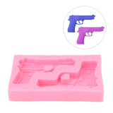 3D Weapon Shape Silicone Molds Pistol Shaped Baking Molds for Making Cake Chocolate Candy Crafting Pink