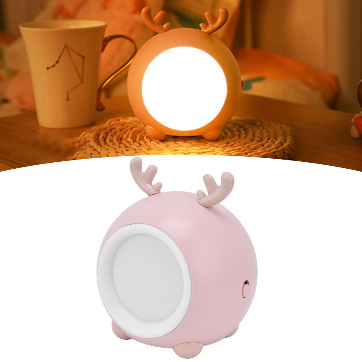 Cute Pet Night Light Portable Adjustable Brightness Eye Protection Three Level Color Temperature Bedroom Night LightPink