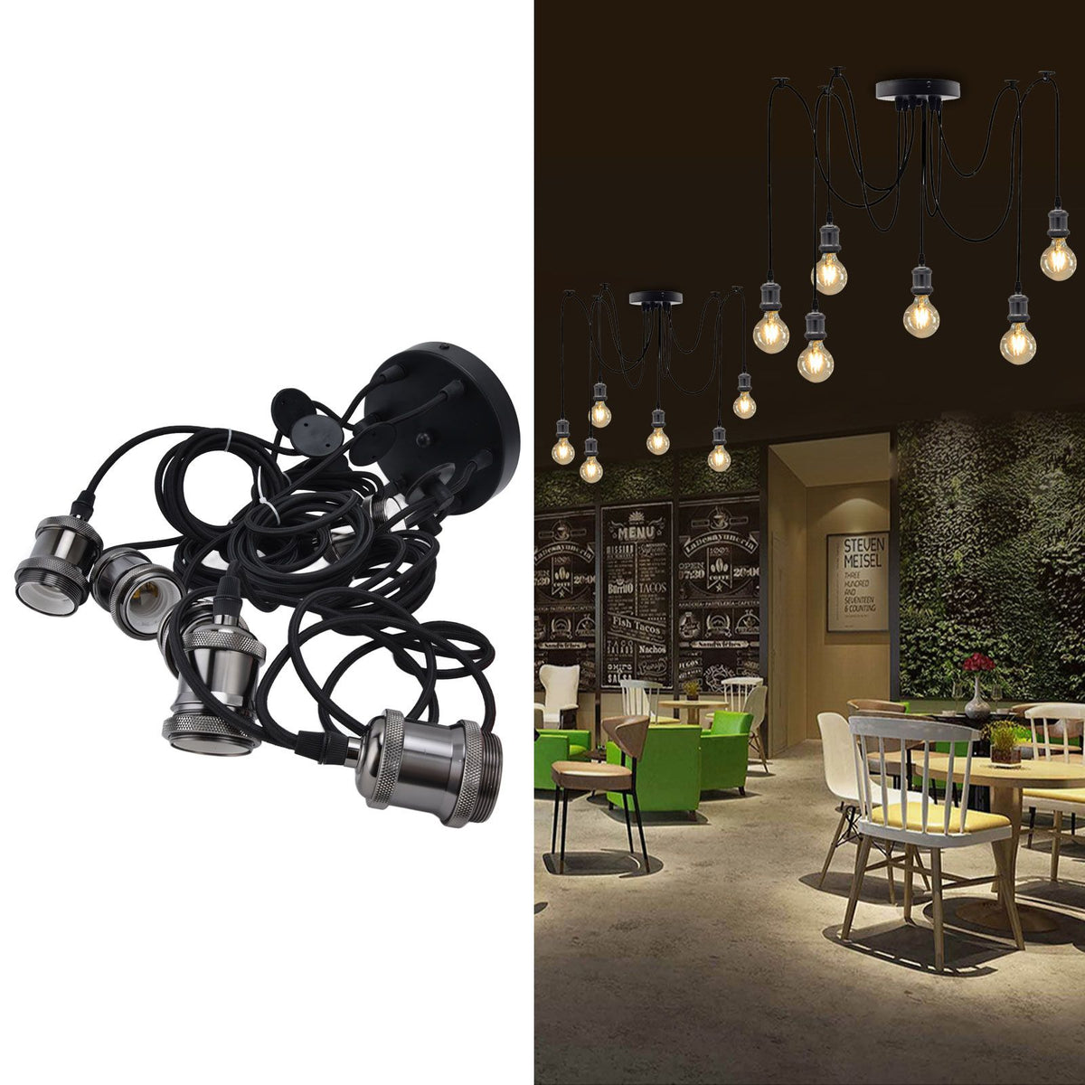 6 Arms Ajustable DIY Ceiling Spider Lamp Holder Retro Beautifully Classic Spider Pendent Lamps Holder