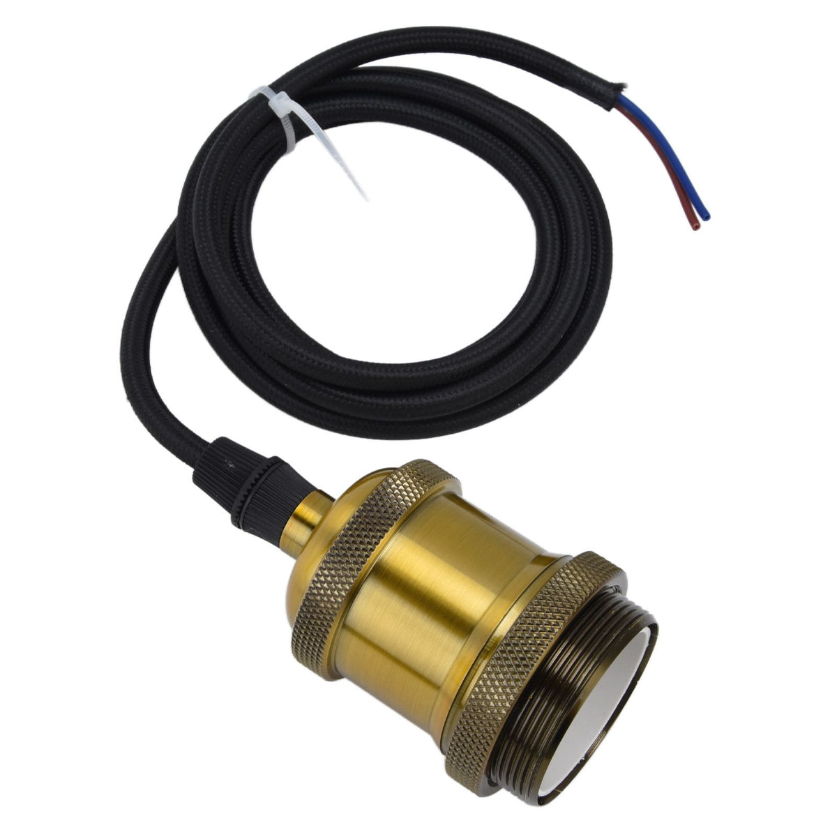 Retro Pendant Light Cord Kit Gold Hanging Plug In Lamp Socket Kit for DIY Light Fixtures