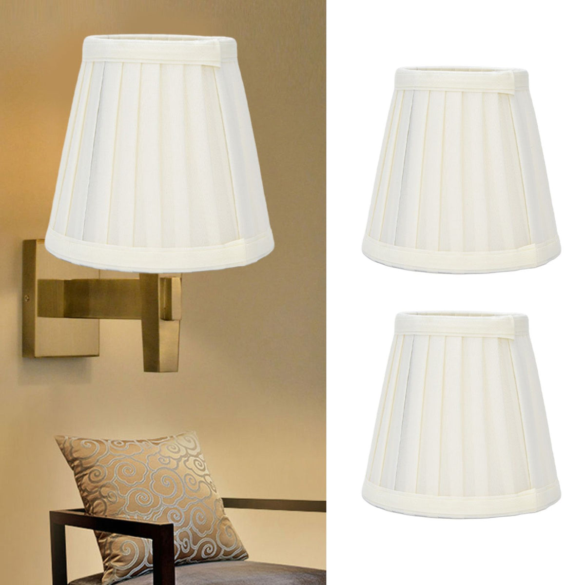 2 Pcs Double Small Lamp Shade Clip On Bulb Comfortable Material Barrel Fabric Lampshade for Table Chandelier Wall LampPX30