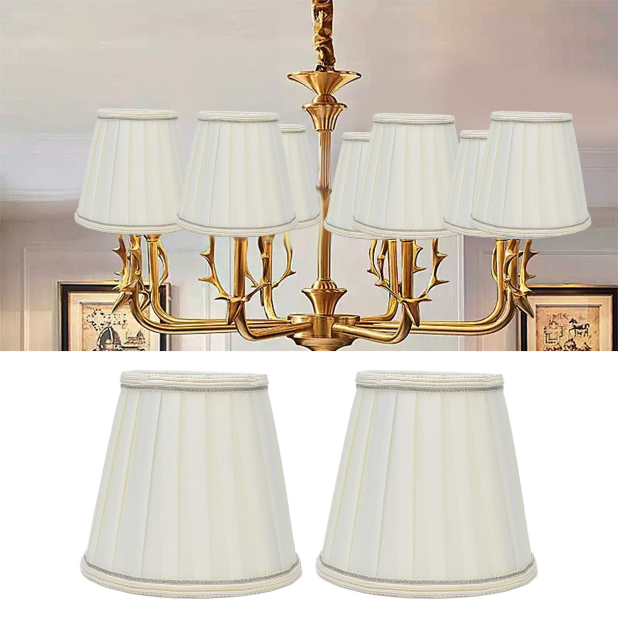 2 Pcs Double Small Lamp Shade Clip On Bulb Comfortable Material Barrel Fabric Lampshade for Table Chandelier Wall LampPX33