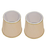 2PCS Small Lamp Shade Fabric Beige Golden Edge Lampshade for E14 Table Chandelier Wall Lamp - Top-Down View