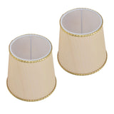 2PCS Small Lamp Shade Fabric Beige Golden Edge Lampshade for E14 Table Chandelier Wall Lamp