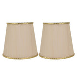 2PCS Small Lamp Shade Fabric Beige Golden Edge Lampshade for E14 Table Chandelier Wall Lamp - Extra Image