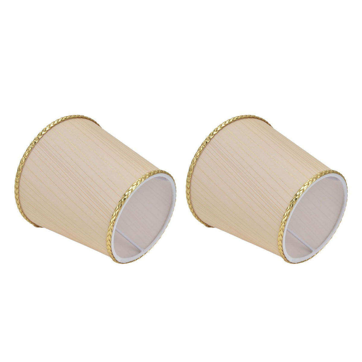 2PCS Small Lamp Shade Fabric Beige Golden Edge Lampshade for E14 Table Chandelier Wall Lamp