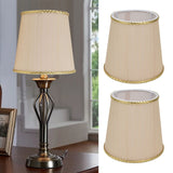 2PCS Small Lamp Shade Fabric Beige Golden Edge Lampshade for E14 Table Chandelier Wall Lamp