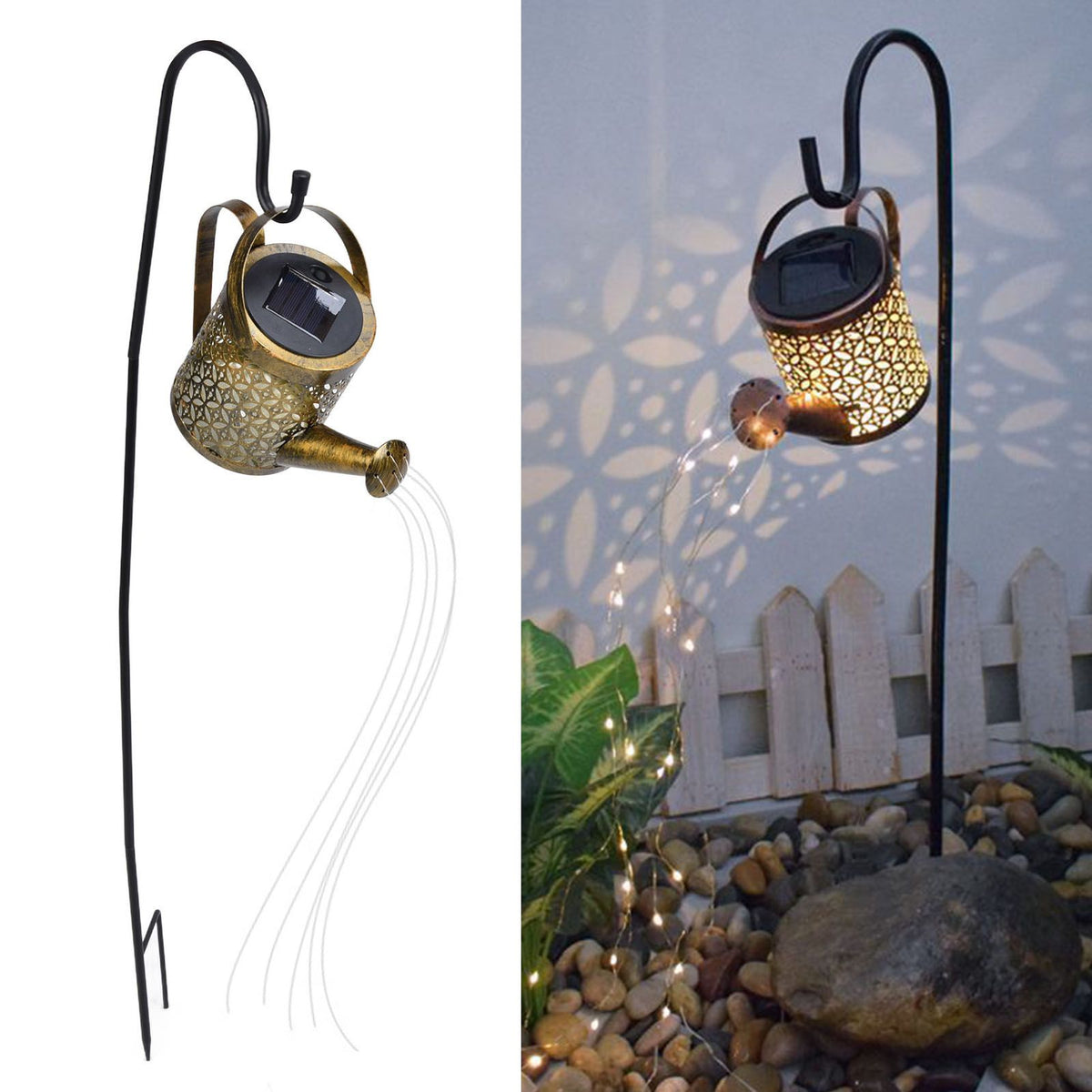 Solar Watering Can Lights Automatic Unique Rust Proof Convenient Retro Kettle Shape LanternS S Shape