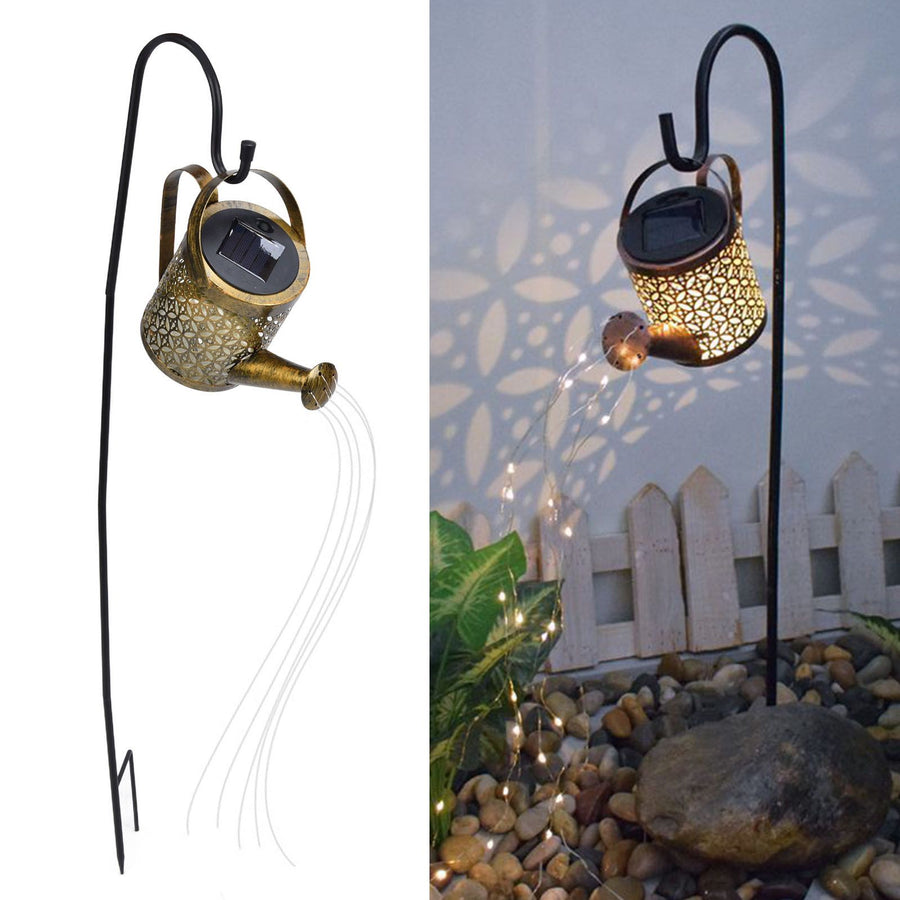 Solar Watering Can Lights Automatic Unique Rust Proof Convenient Retro Kettle Shape LanternS S Shape