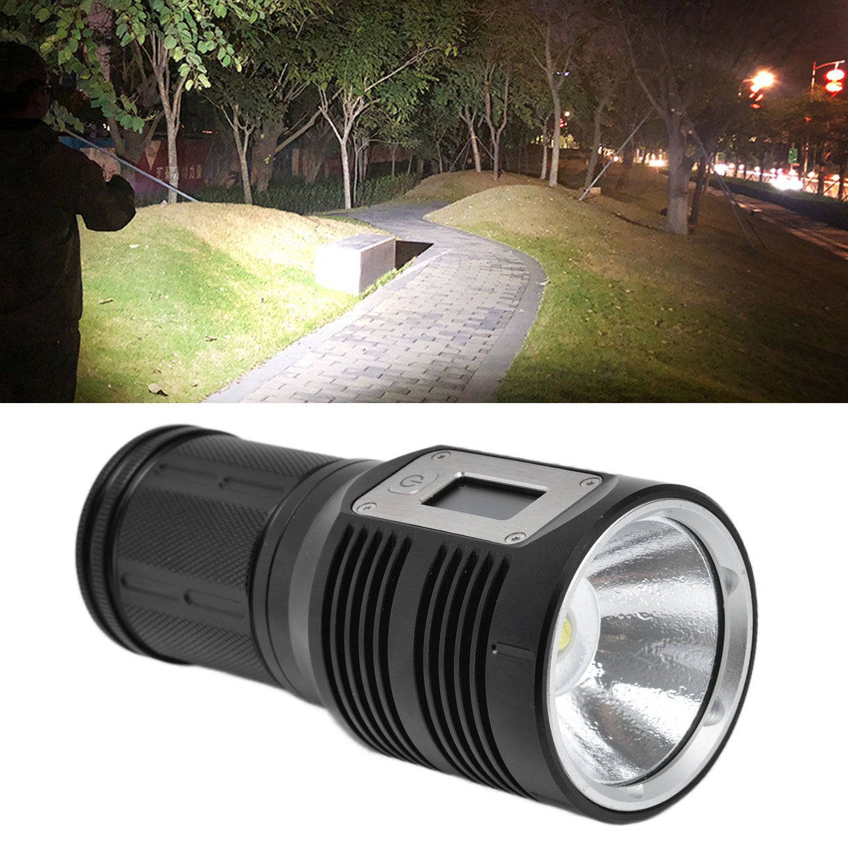 Strong Light Flashlight Digital Display Rainproof Rechargeable Flashlight for Camping Emergency Lighting Work