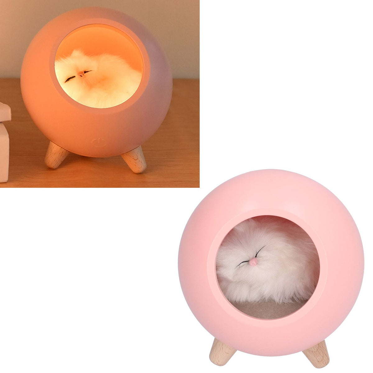 Cute Cat Touch Led Night Light with USB Cable Rechargeable Touch Dimming Cat House LED Night Light for Bedroom
